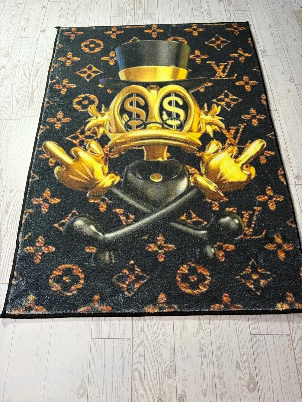 22”X32” Designer-Inspired Black & Gold Cartoon Rug “!!Check My Profile For More!